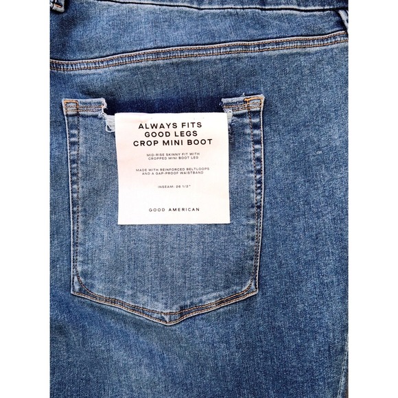 Good American Always Fits Good Legs Crop Mini Boot jeans Indigo696 SZ 28-32 Plus - Picture 5 of 8